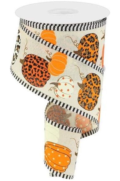 Shop For 2.5" Leopard Pumpkins Stripe Edge: Cream/Orange (10 Yards) RGA805164