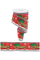 Shop For 2.5" Leopard Snow Striped Edge Ribbon: Red (10 Yards) RGA819324