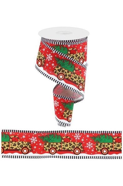 2.5" Leopard Snow Striped Edge Ribbon: Red (10 Yards) - Michelle's aDOORable Creations - Wired Edge Ribbon