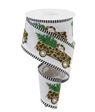 2.5" Leopard Snow Striped Edge Ribbon: White (10 Yards) - Michelle's aDOORable Creations - Wired Edge Ribbon