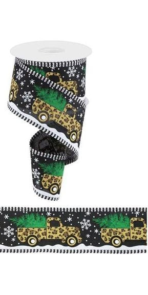 2.5" Leopard Striped Edge Ribbon: Black (10 Yards) - Michelle's aDOORable Creations - Wired Edge Ribbon