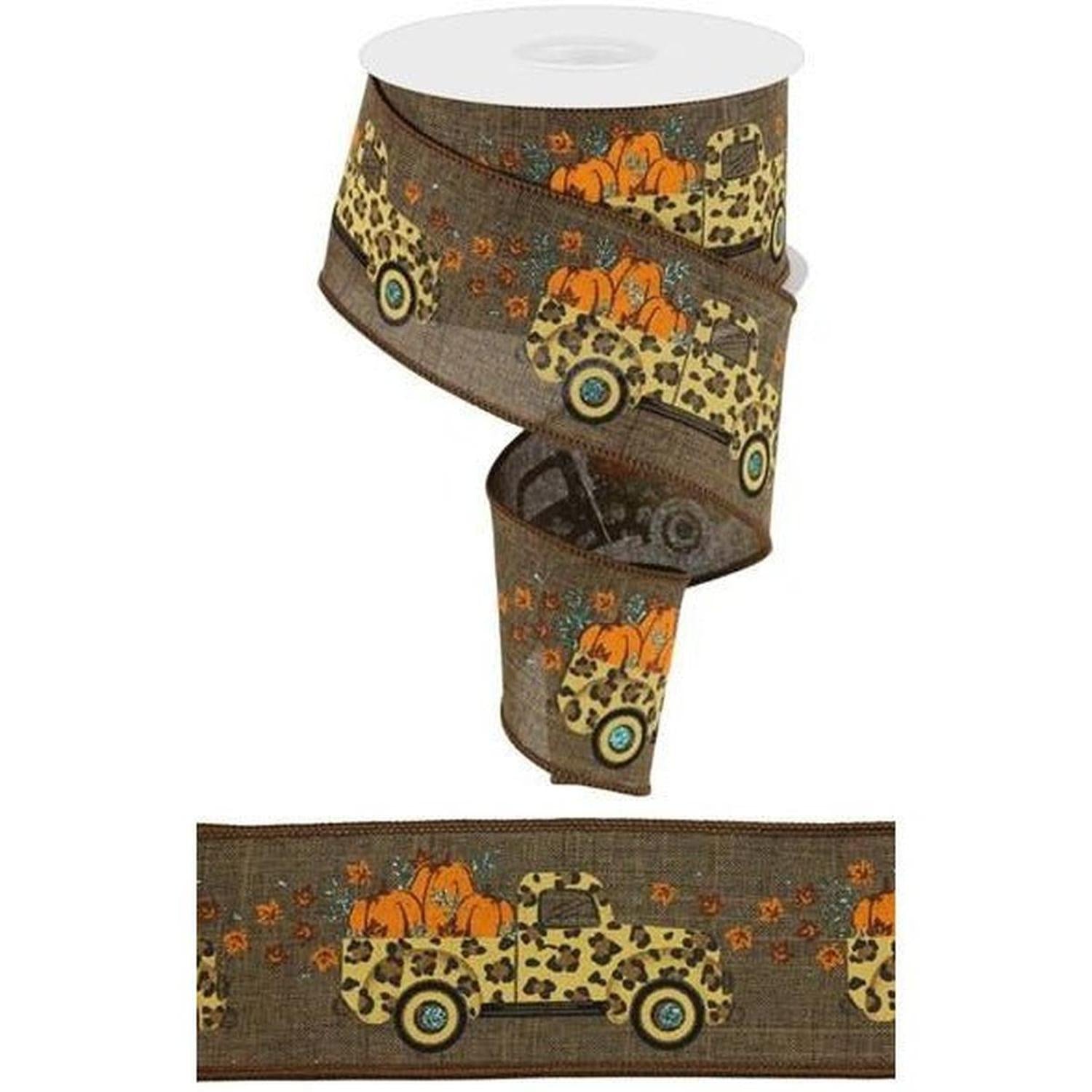 2.5" Leopard Truck Royal Ribbon: Brown (10 Yards)