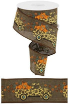 2.5" Leopard Truck Royal Ribbon: Brown (10 Yards) - Michelle's aDOORable Creations - Wired Edge Ribbon