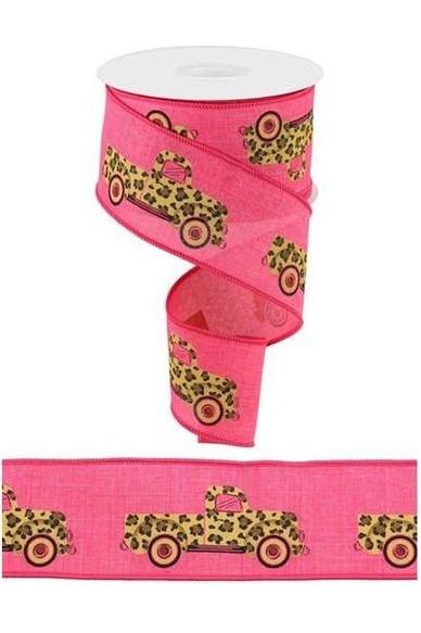 Shop For 2.5" Leopard Truck Royal Ribbon: Hot Pink (10 Yards) at Michelle's aDOORable Creations