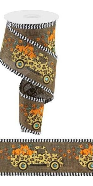 2.5" Leopard Truck Stripe Edge Ribbon: Brown (10 Yards) - Michelle's aDOORable Creations - Wired Edge Ribbon