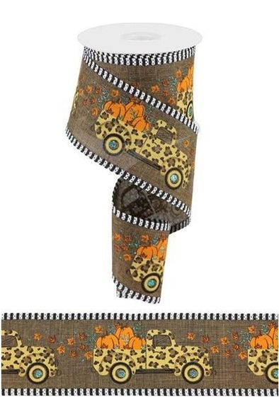 2.5" Leopard Truck Stripe Edge Ribbon: Brown (10 Yards) - Michelle's aDOORable Creations - Wired Edge Ribbon