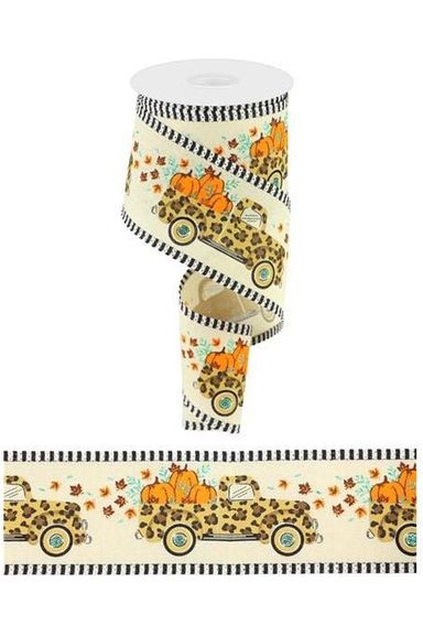 2.5" Leopard Truck Stripe Edge Ribbon: Cream (10 Yards) - Michelle's aDOORable Creations - Wired Edge Ribbon