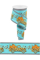 2.5" Leopard Truck Stripe Edge Ribbon: Teal (10 Yards) - Michelle's aDOORable Creations - Wired Edge Ribbon
