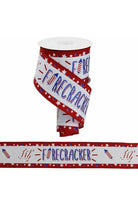 2.5" Lil Firecracker Patriotic Ribbon: White (10 Yards) - Michelle's aDOORable Creations - Wired Edge Ribbon