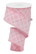 2.5" Line Check Drift Ribbon: Lt Pink (10 Yards) - Michelle's aDOORable Creations - Wired Edge Ribbon