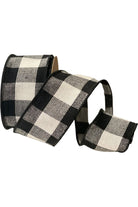 2.5" Linen Check Ribbon: Black & White (10 Yards) - Michelle's aDOORable Creations - Wired Edge Ribbon