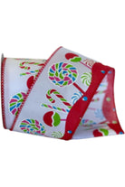 2.5" Lollipop Candy Ribbon: Red (10 Yards) - Michelle's aDOORable Creations - Wired Edge Ribbon