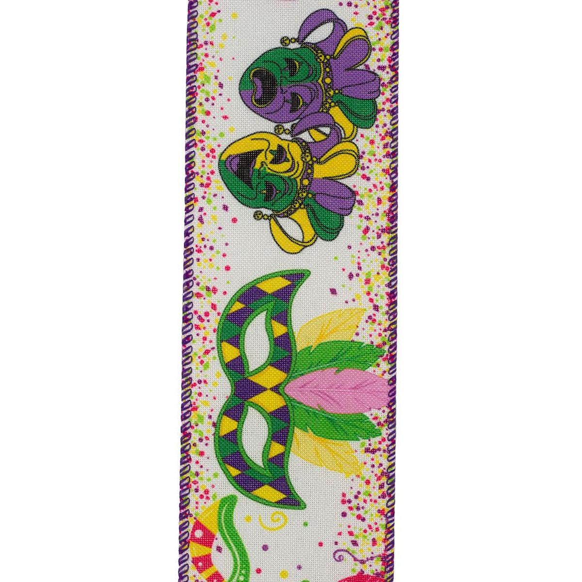 Shop For 2.5" Mardi Gras Masks Linen Ribbon: Multi (10 Yards) at Michelle's aDOORable Creations