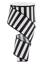2.5" Medium Horizontal Stripe Ribbon: Black (10 Yard) - Michelle's aDOORable Creations - Wired Edge Ribbon
