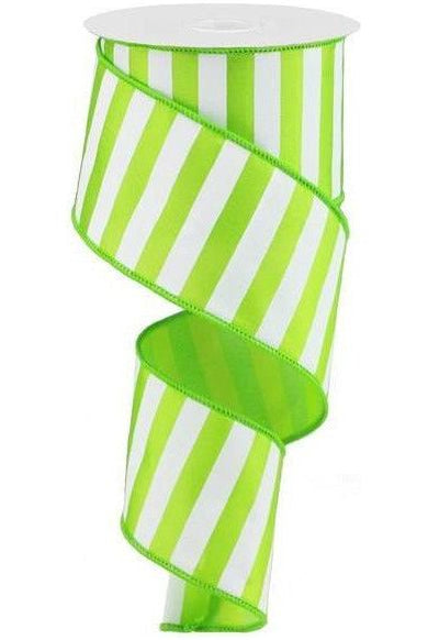Shop For 2.5" Medium Horizontal Stripe Ribbon: Lime Green & White (10 Yards) RG0177833