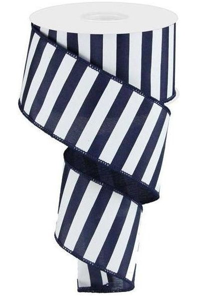 Shop For 2.5" Medium Horizontal Stripe Ribbon: Navy Blue & White (10 Yards) RG0177819