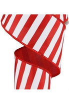 2.5" Medium Horizontal Stripe Ribbon: Red & White (10 Yards) - Michelle's aDOORable Creations - Wired Edge Ribbon