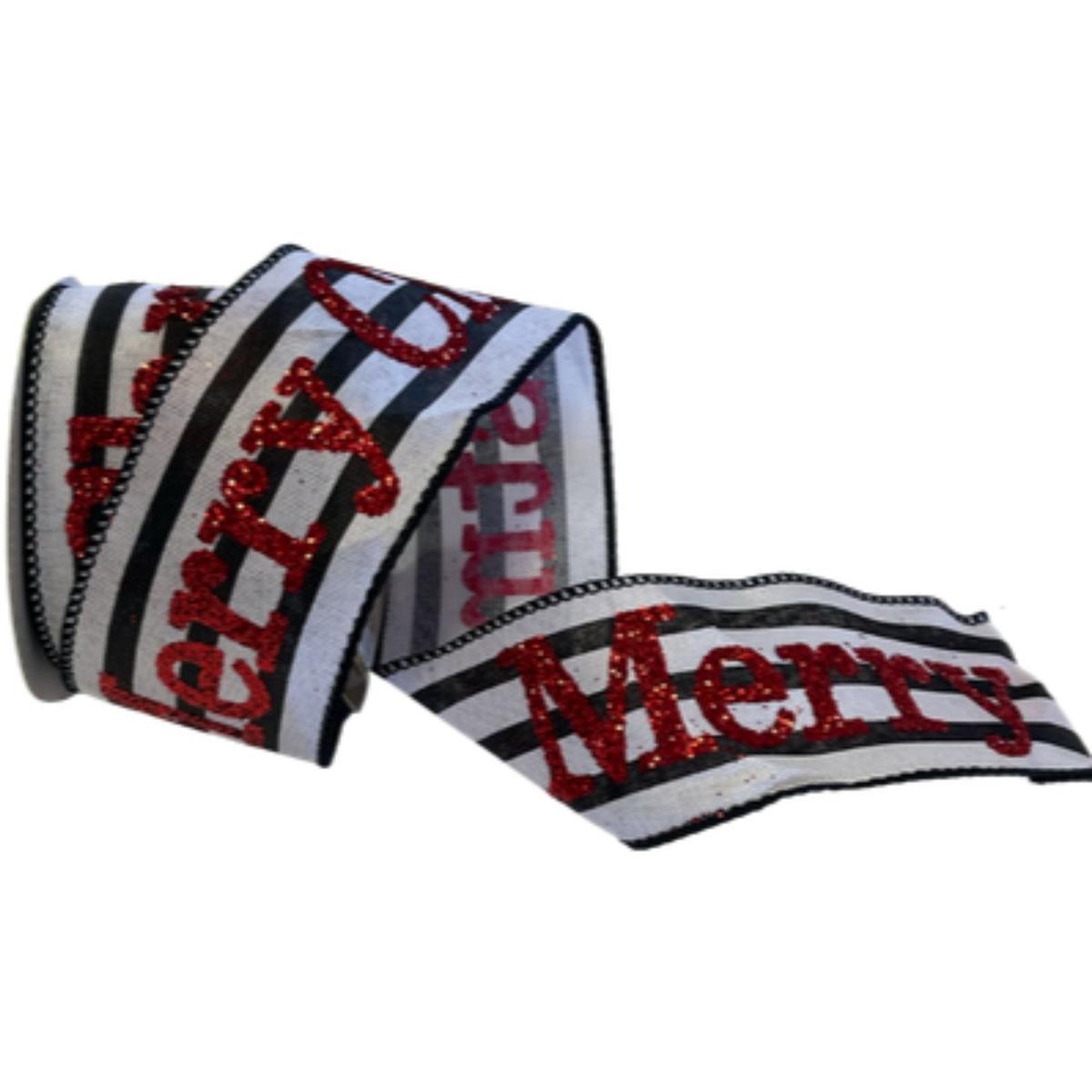 Shop For 2.5" Merry Christmas Ribbon: Black/White at Michelle's aDOORable Creations