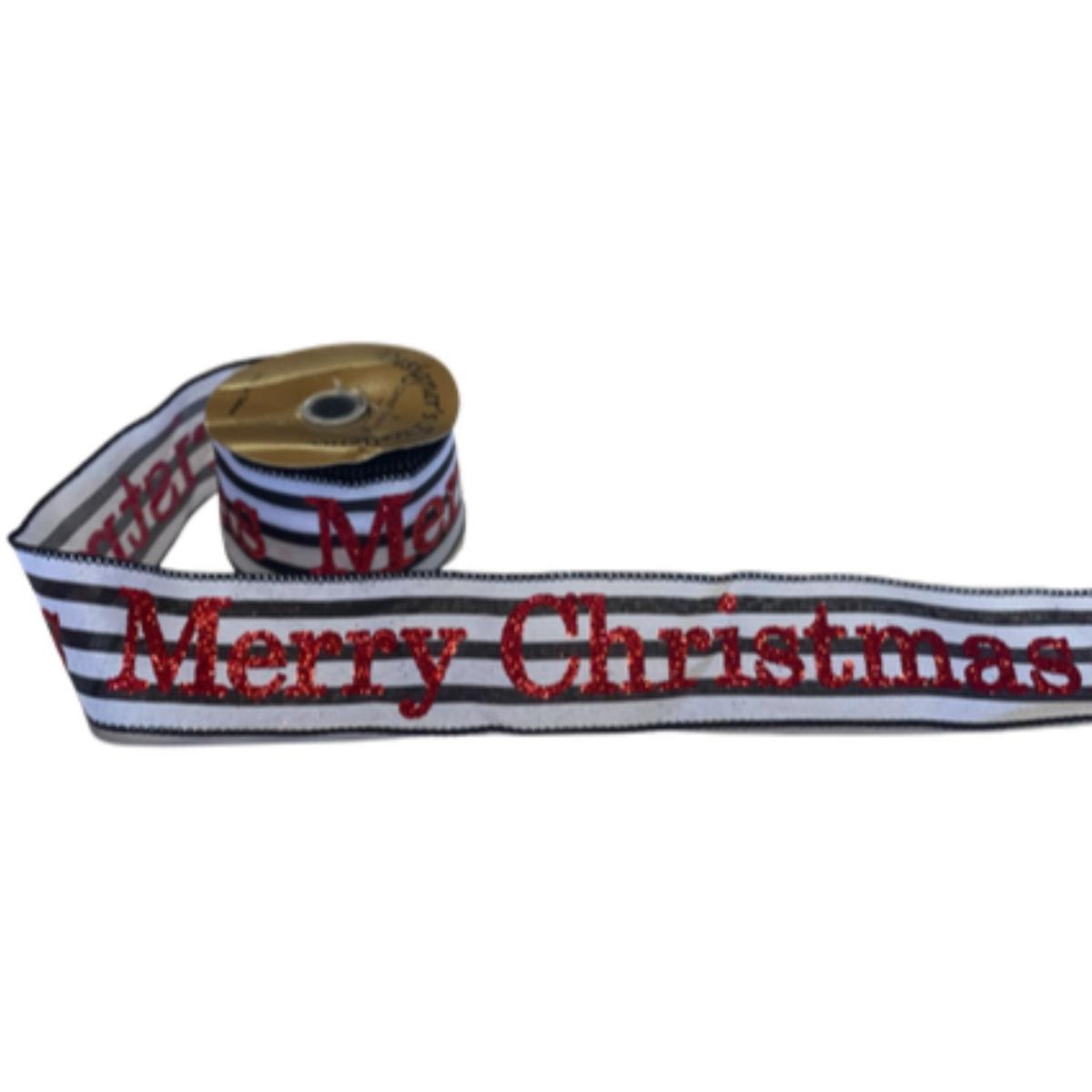 Shop For 2.5" Merry Christmas Ribbon: Black/White at Michelle's aDOORable Creations