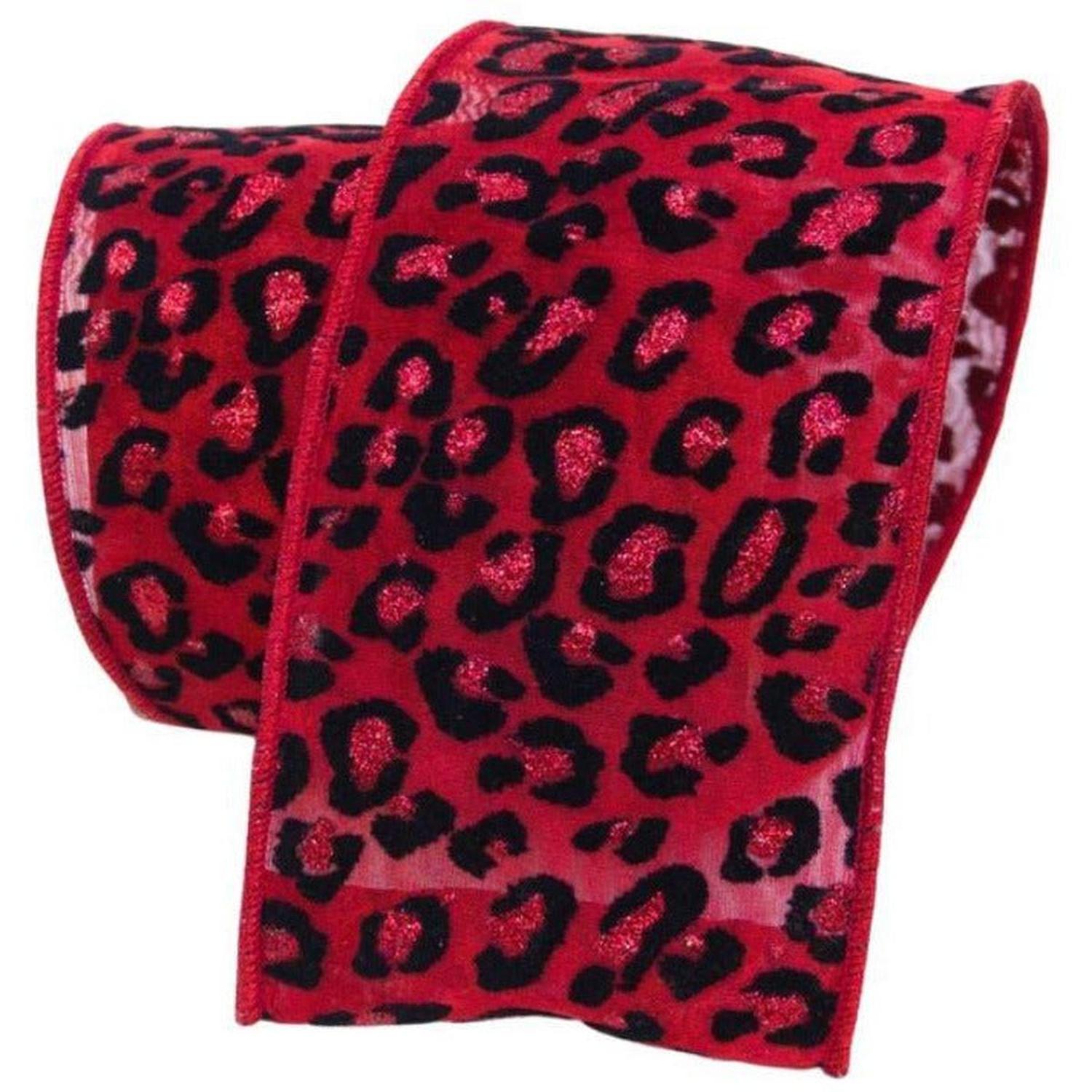 2.5" Metallic Cheetah Ribbon: Red (10 Yards)