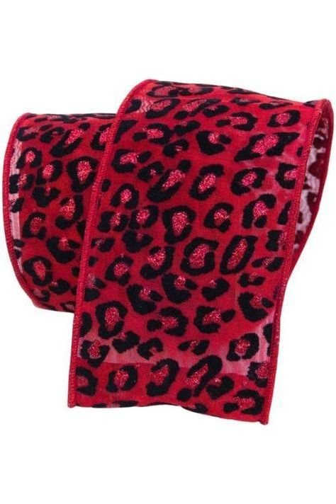 Shop For 2.5" Metallic Cheetah Ribbon: Red (10 Yards) at Michelle's aDOORable Creations