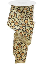 2.5" Metallic Leopard Print Burlap Ribbon: Gold (10 Yards) - Michelle's aDOORable Creations - Wired Edge Ribbon