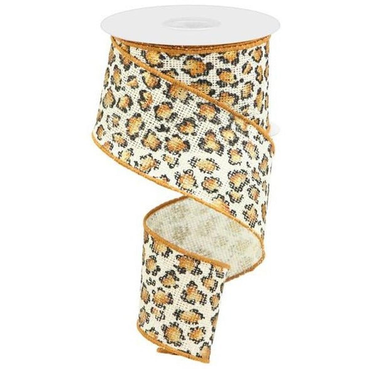 Shop For 2.5" Metallic Leopard Print Burlap Ribbon: Off White (10 Yards) at Michelle's aDOORable Creations