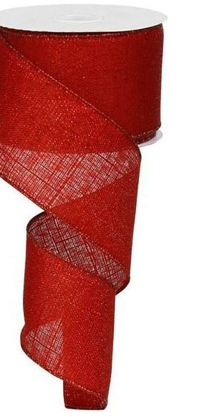 2.5" Metallic Royal Canvas Ribbon: Red (10 Yards) - Michelle's aDOORable Creations - Wired Edge Ribbon