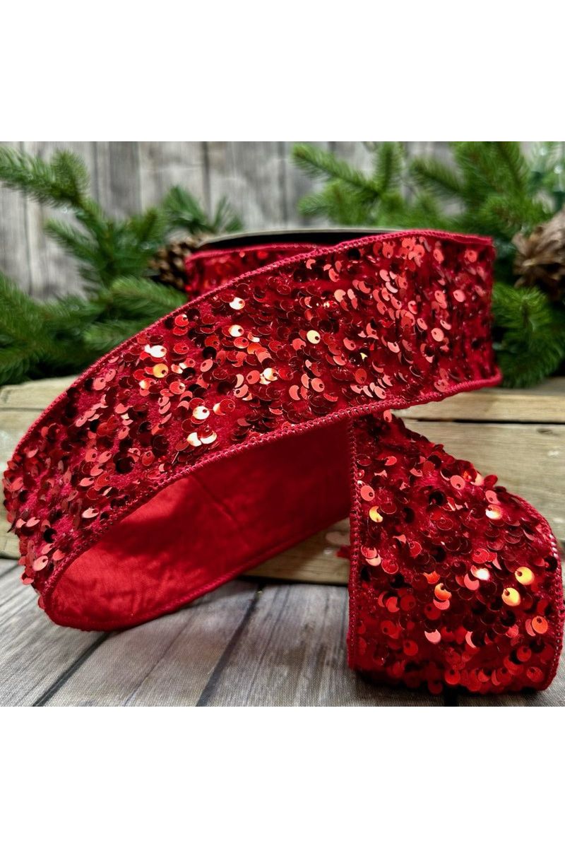 Shop For 2.5" Metallic Sequin Ribbon: Red (10 Yards) 18-4089
