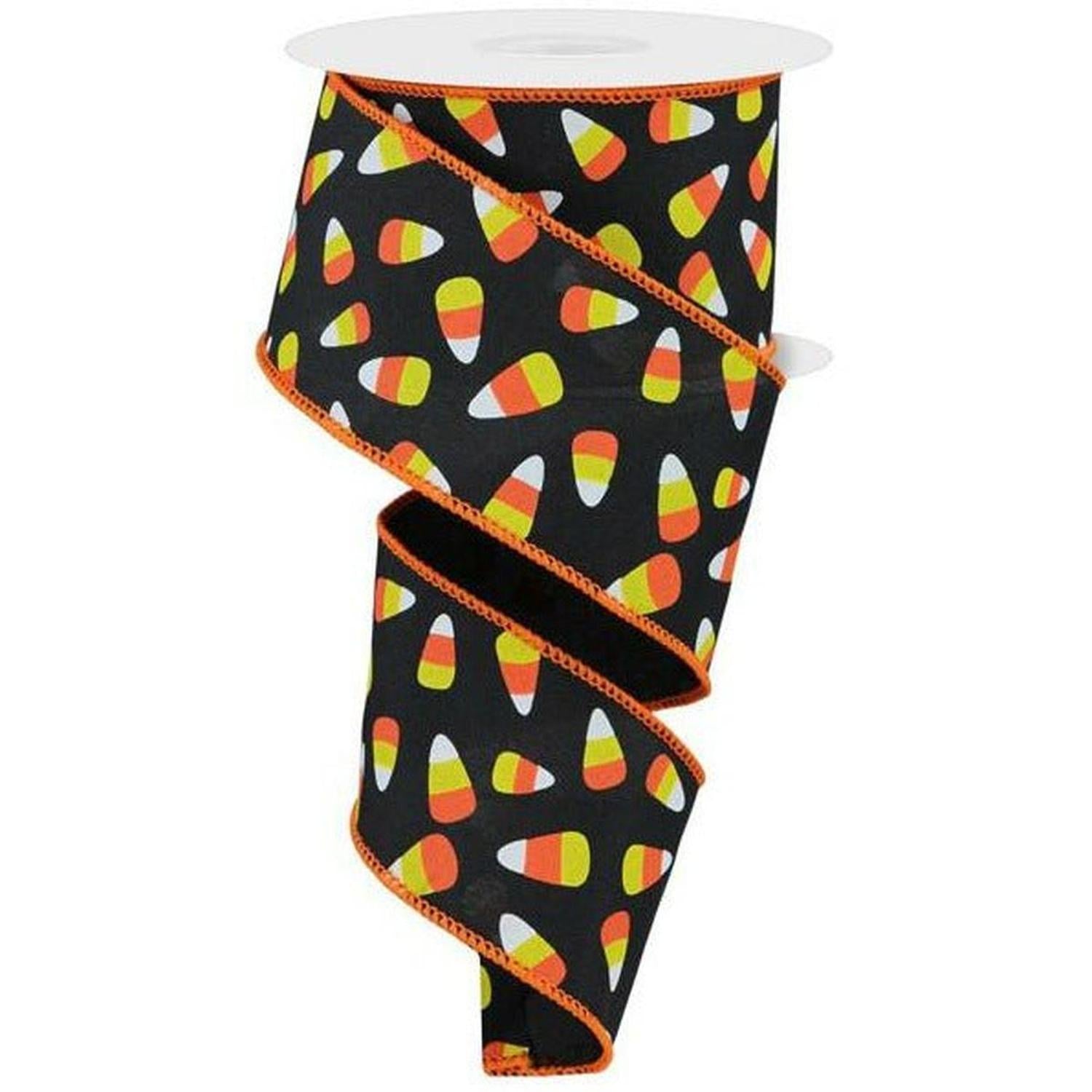 Shop For 2.5" Mini Candy Corn Ribbon: Black (10 Yards) at Michelle's aDOORable Creations