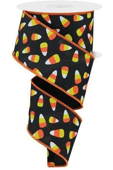 Shop For 2.5" Mini Candy Corn Ribbon: Black (10 Yards) at Michelle's aDOORable Creations