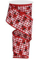 Shop For 2.5" Mini Ladybug on Royal Ribbon: Red Gingham (10 Yards) at Michelle's aDOORable Creations