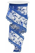 Shop For 2.5" Mini Roses and Lace Ribbon: Blue (10 Yards) at Michelle's aDOORable Creations