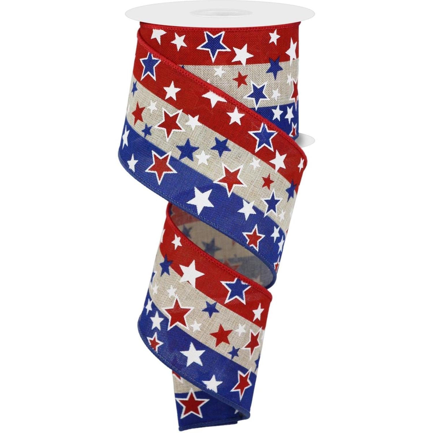 Shop For 2.5" Multi Stars On Stripes: Natural (10 Yards) at Michelle's aDOORable Creations