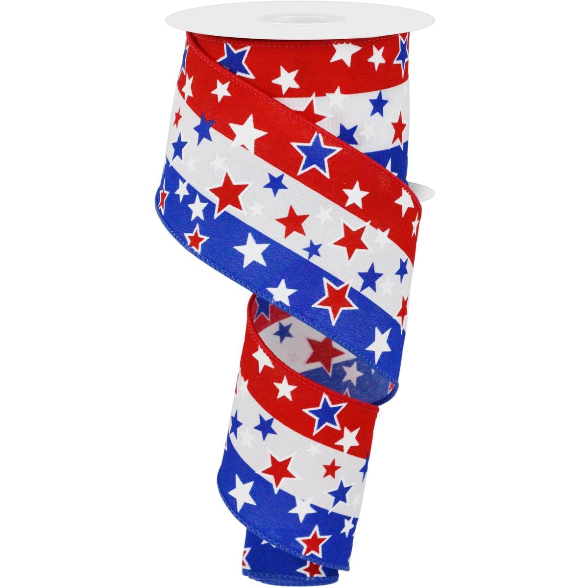 Shop For 2.5" Multi Stars On Stripes: White (10 Yards) at Michelle's aDOORable Creations