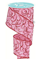 2.5" Multi Swirls Glitter Ribbon: Pink/Red (10 Yard) - Michelle's aDOORable Creations - Wired Edge Ribbon