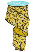 Shop For 2.5" Multi Swirls Glitter Ribbon: Yellow/Black (10 Yard) RGF13238N