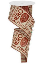 2.5" Natural Canvas Firefighter Support Ribbon (10 Yards) - Michelle's aDOORable Creations - Wired Edge Ribbon