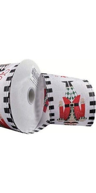2.5" Nutcracker Striped Edge Ribbon: White (10 Yards) - Michelle's aDOORable Creations - Wired Edge Ribbon