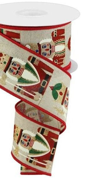 2.5" Nutcrackers Ribbon: Light Natural (10 Yards) - Michelle's aDOORable Creations - Wired Edge Ribbon