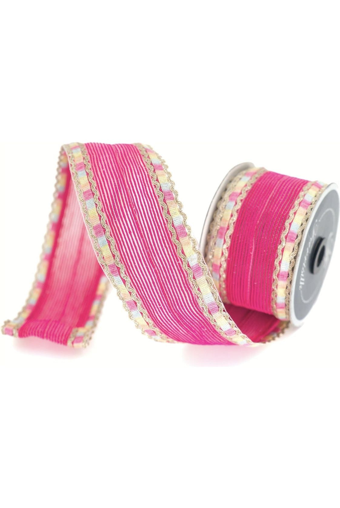 2.5" Pastel Border Ribbon: Hot Pink (10 Yards) - Michelle's aDOORable Creations - Wired Edge Ribbon