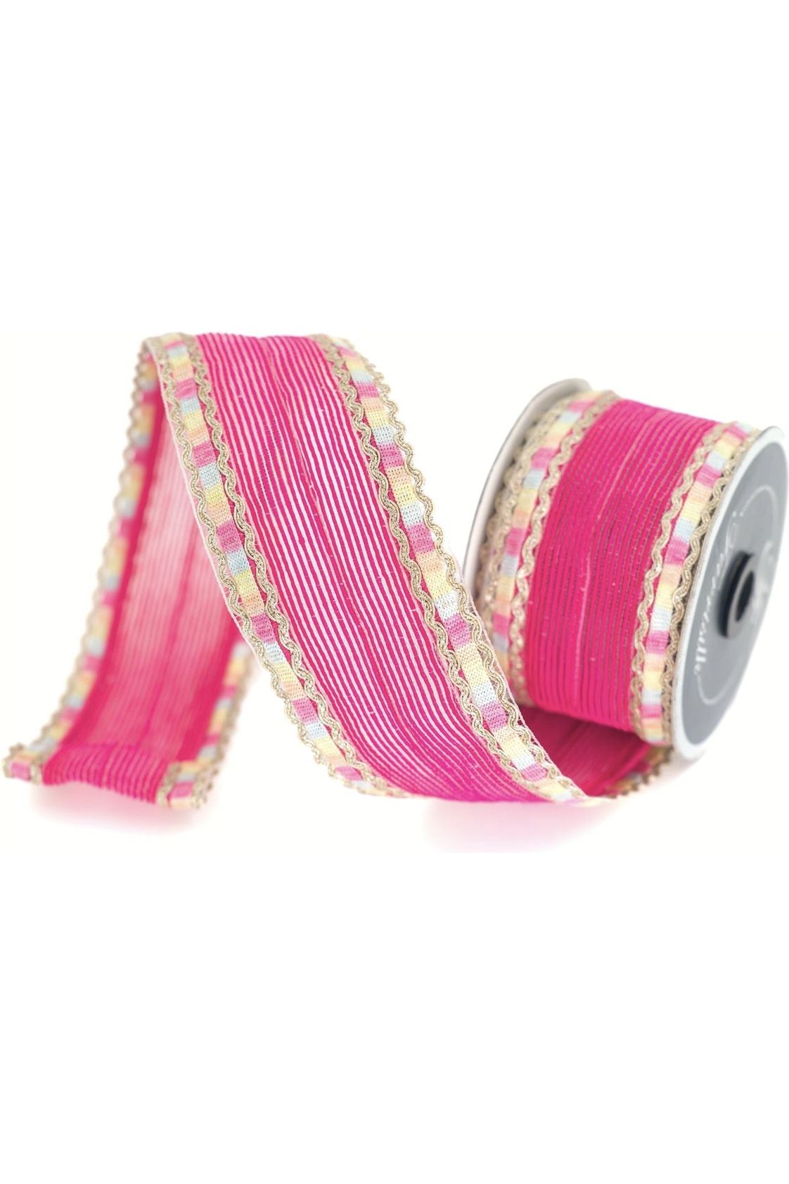Shop For 2.5" Pastel Border Ribbon: Hot Pink (10 Yards) RK575-08