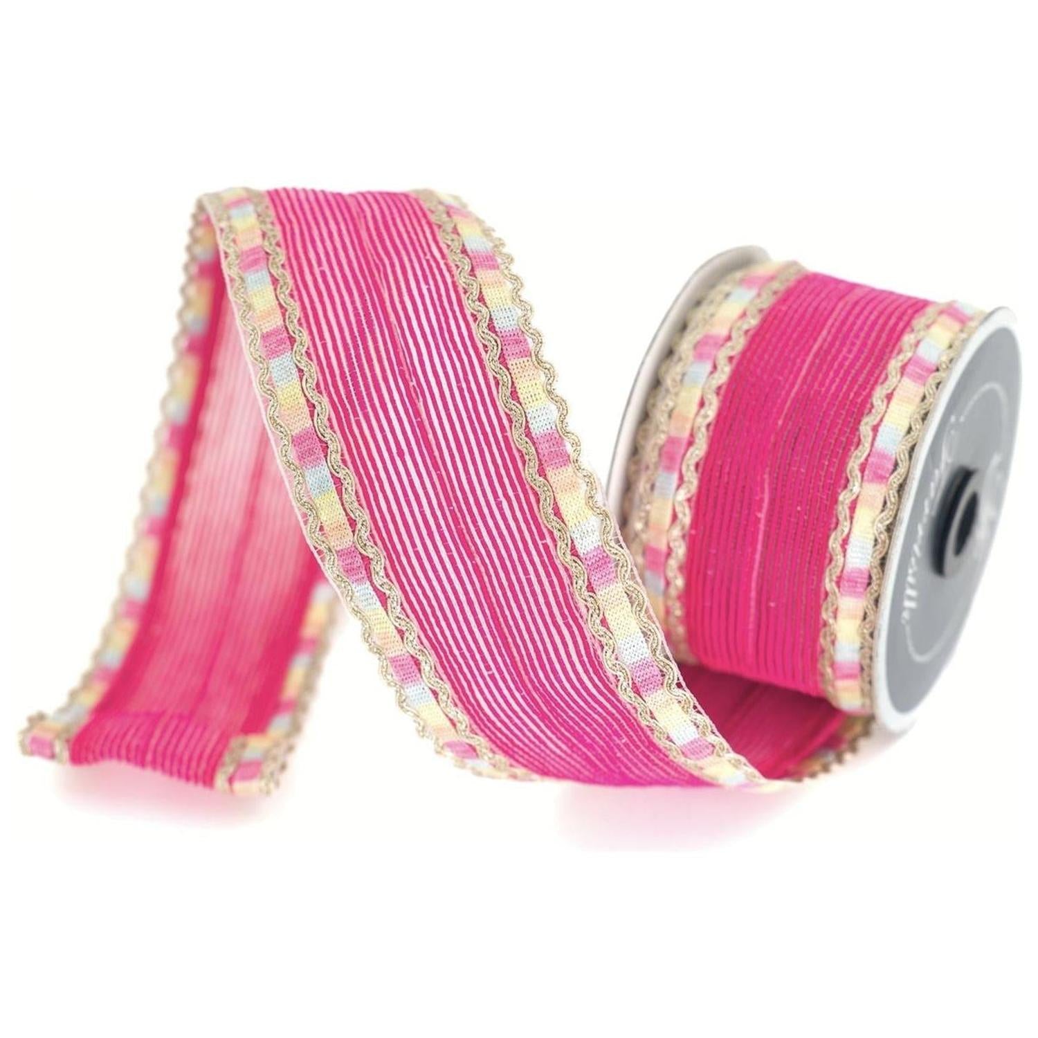 Shop For 2.5" Pastel Border Ribbon: Hot Pink (10 Yards) at Michelle's aDOORable Creations
