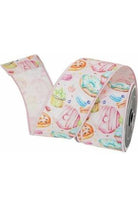 2.5" Pastel Pastries Ribbon: Pink - Michelle's aDOORable Creations - Wired Edge Ribbon