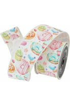 2.5" Pastel Pastries Ribbon: White - Michelle's aDOORable Creations - Wired Edge Ribbon