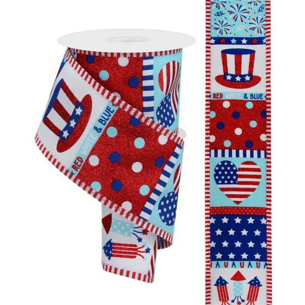 Shop For 2.5" Patriotic Block Thin Stripe Ribbon: White (10 Yards) at Michelle's aDOORable Creations