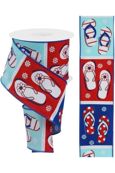 2.5" Patriotic Flip Flop Ribbon: Red (10 Yard) - Michelle's aDOORable Creations - Wired Edge Ribbon