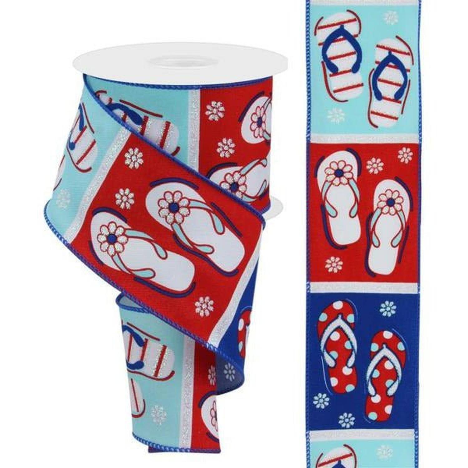 Shop For 2.5" Patriotic Flip Flop Ribbon: Red (10 Yard) at Michelle's aDOORable Creations
