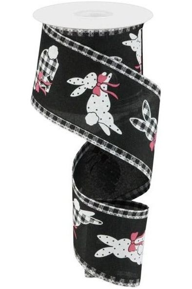 Shop For 2.5" Pattern Bunnies on Royal Gingham Ribbon: Black (10 Yards) at Michelle's aDOORable Creations