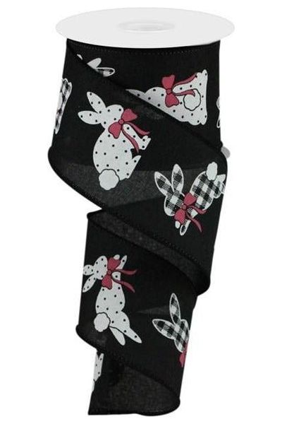 Shop For 2.5" Pattern Bunnies on Royal Ribbon: Black (10 Yards) at Michelle's aDOORable Creations